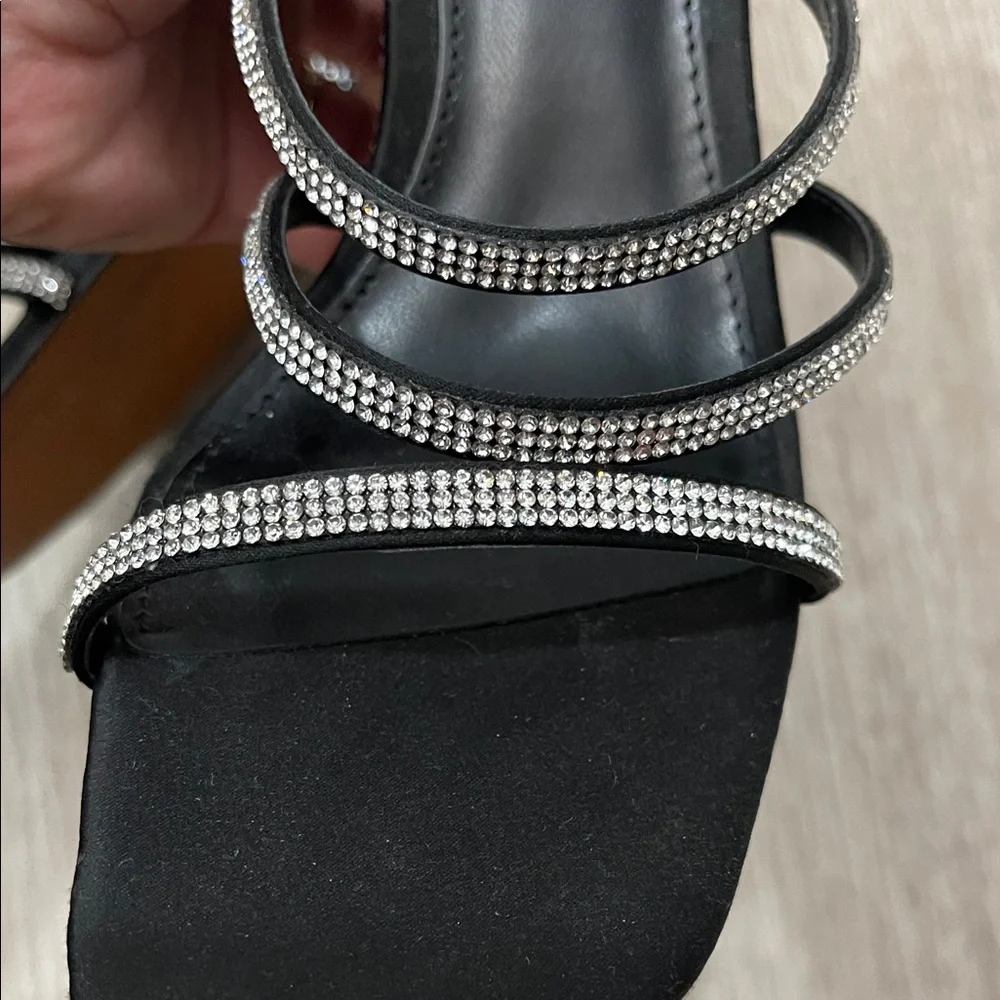 Mango Black and Silver Strappy Wedge Heels 7 - Picture 3 of 4